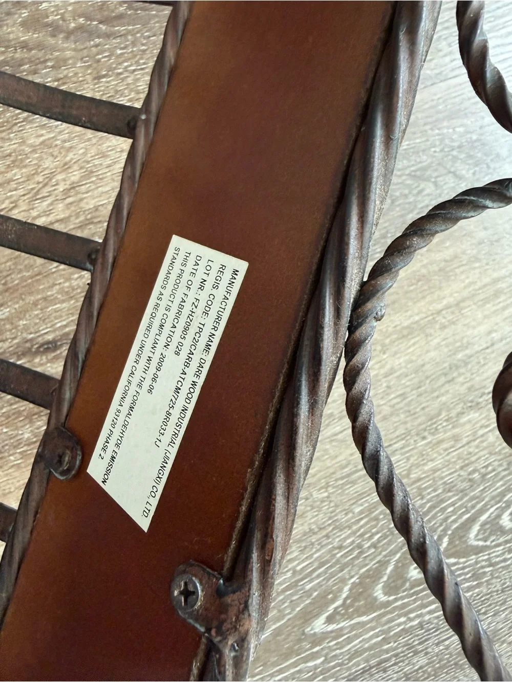 Ornate Brown Metal & Wood Home Accent Magazine Rack